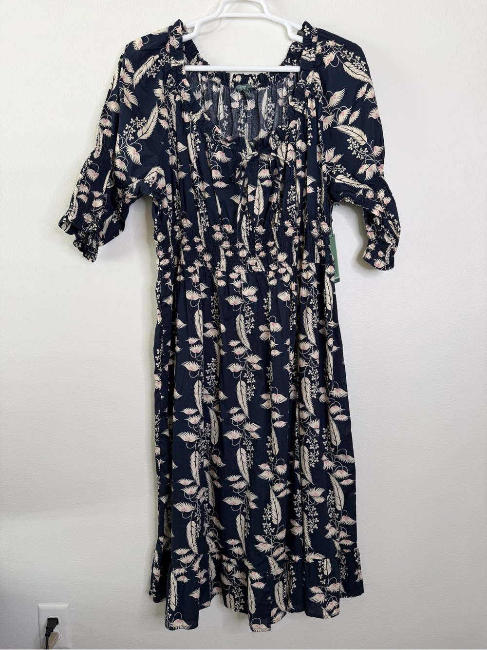 2X Floral Boho Peasant Modest Midi Dress Plus Size Cottagecore Terra & Sky - Picture 2 of 12